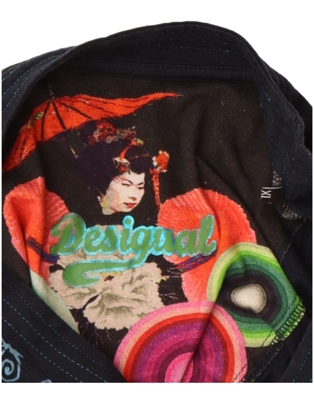 Desigual Γυναικείο τοπ μακρυμάνικο UK 18 XL Navy Blue Patchwork