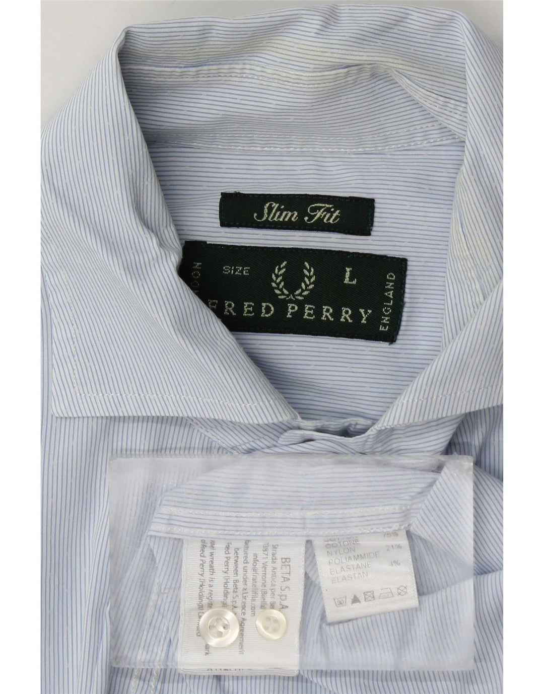 Fred Perry Ανδρικό πουκάμισο Slim Fit Μεγάλο Μπλε Βαμβακερό ριγέ