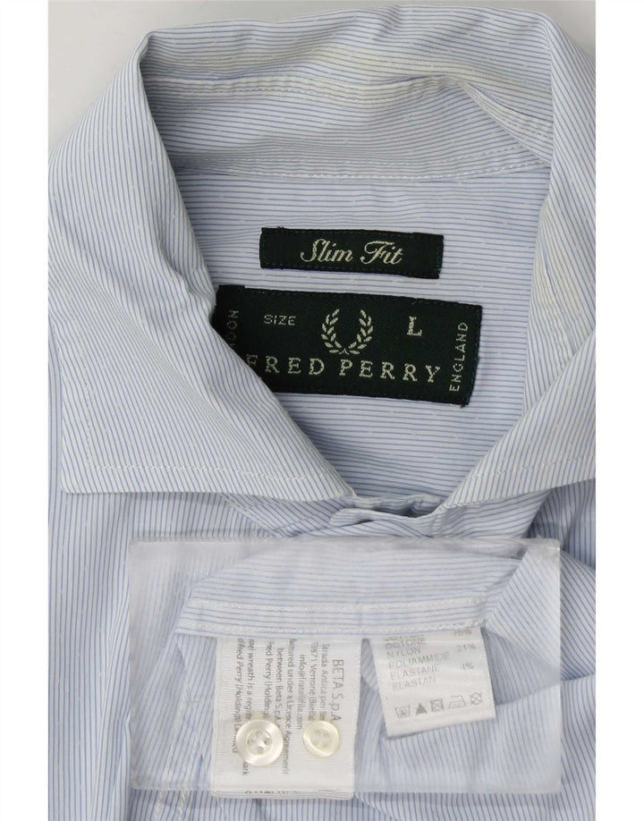 Fred Perry Ανδρικό πουκάμισο Slim Fit Μεγάλο Μπλε Βαμβακερό ριγέ