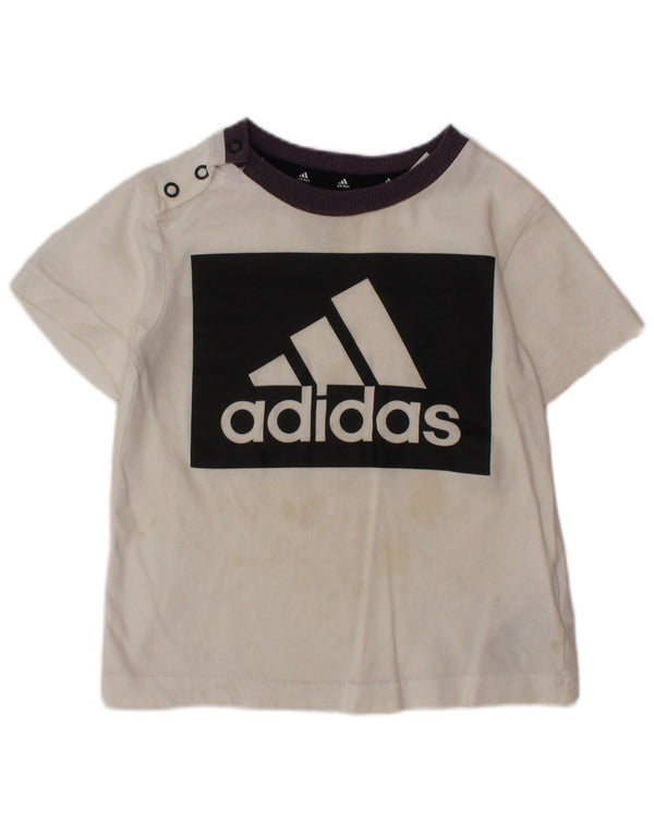 Γραφικό μπλουζάκι ADIDAS Baby Boys Top 12-18 μηνών Λευκό βαμβακερό μπλοκ