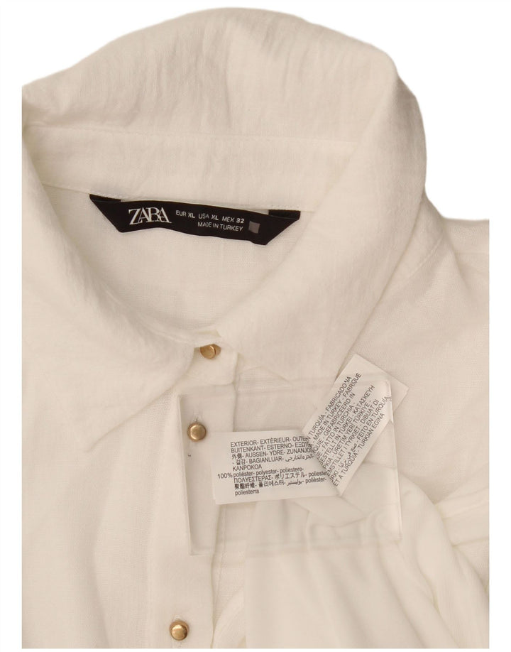 Zara Γυναικείο Φόρεμα A-Line UK 18 XL Λευκός Πολυεστέρας