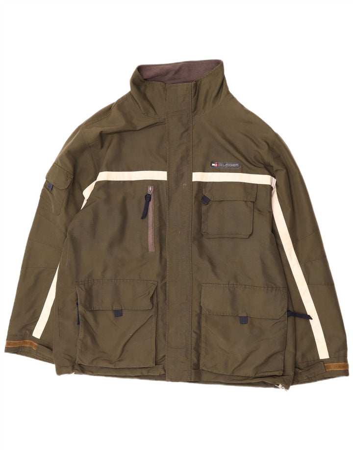 Tommy Hilfiger Mens Utility Jacket UK 40 Large Khaki Colorblock Polyester