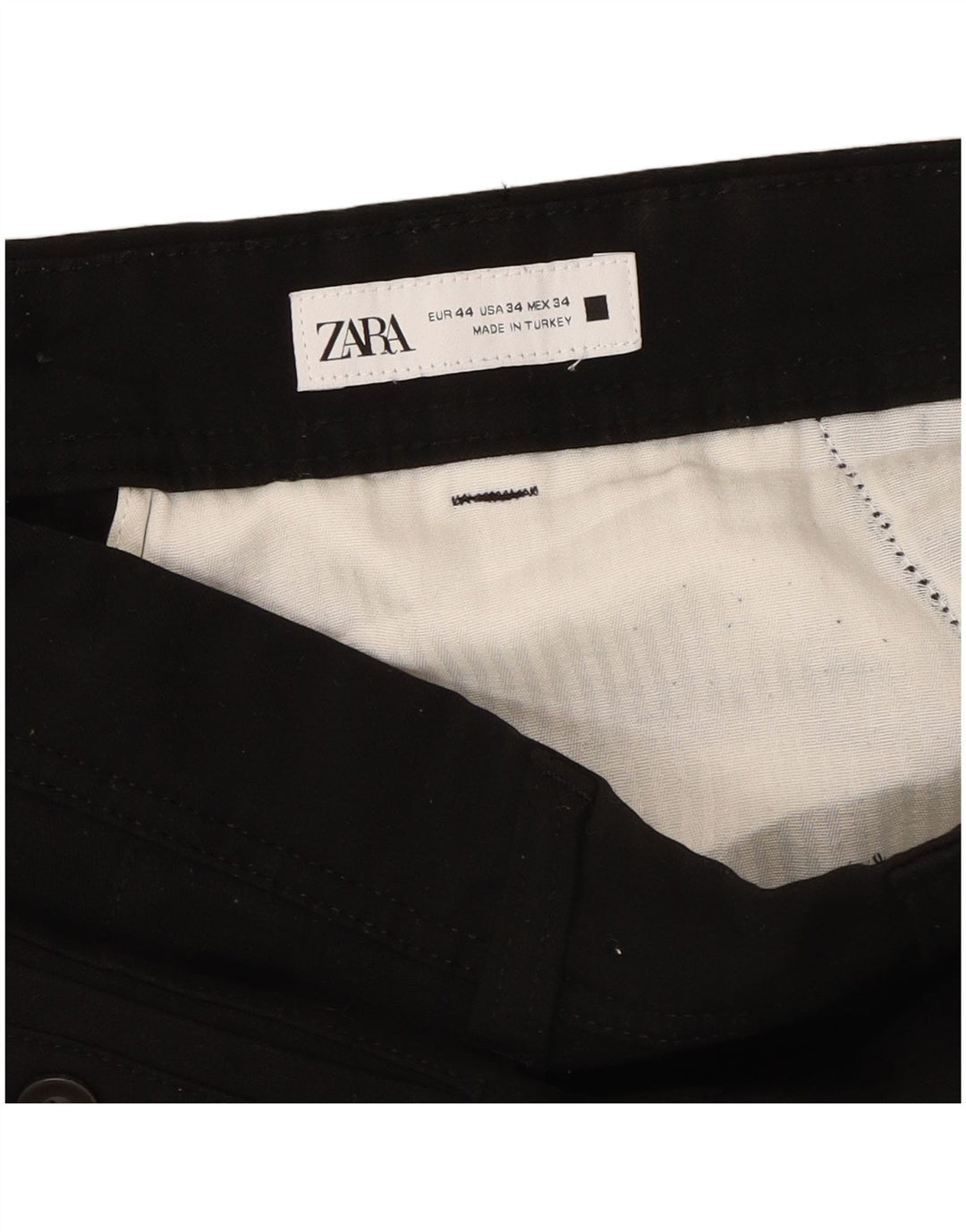 ZARA Mens Slim Chino Trousers EU 44 Large W34 L28 Black Polyester