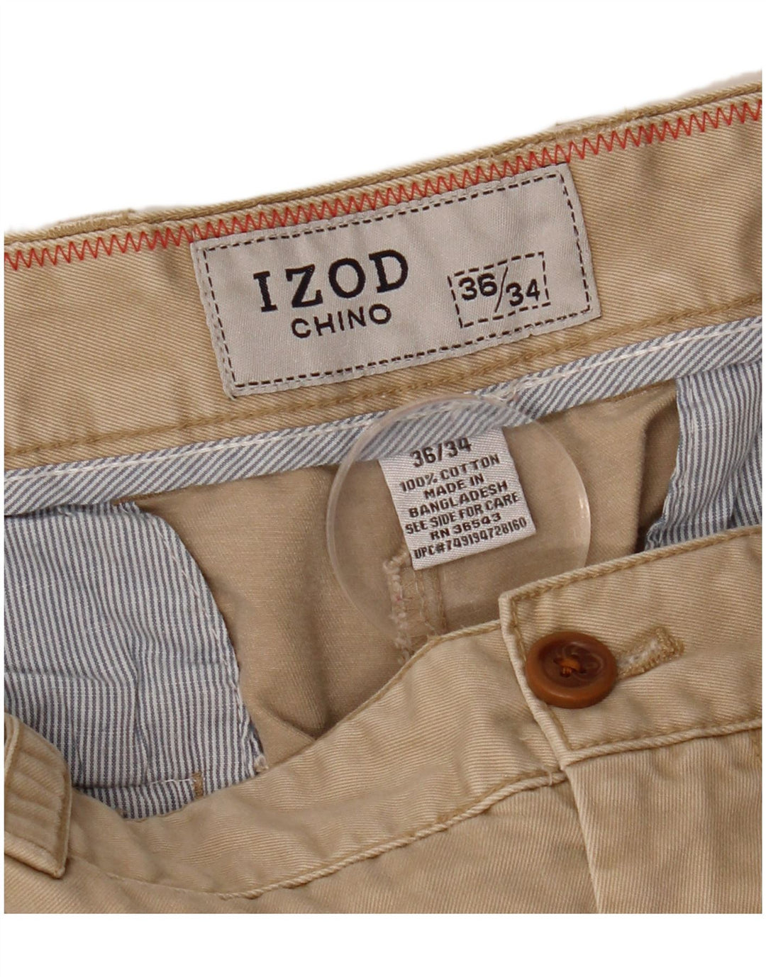 IZOD Ανδρικό ίσιο παντελόνι Chino W36 L34 Μπεζ βαμβακερό