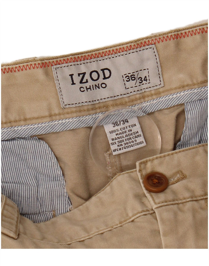 IZOD Ανδρικό ίσιο παντελόνι Chino W36 L34 Μπεζ βαμβακερό