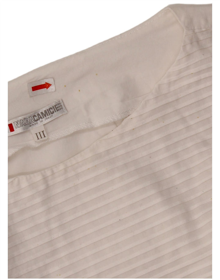 NARACAMICIE Γυναικεία μπλούζα αμάνικη μπλούζα UK 8 Small White Ripe Βαμβακερή