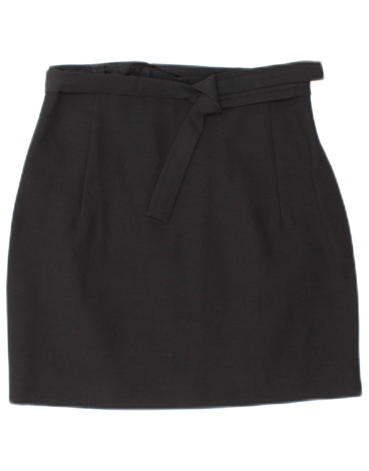 Γυναικεία Mini Wrap Φούστα VINTAGE IT 42 Medium W26 Black Wool