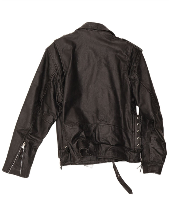 Vintage Ανδρικό Δερμάτινο Μπουφάν Biker IT 46 Small Μαύρο