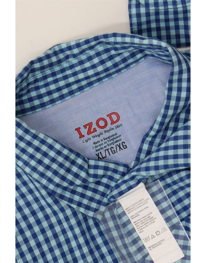 IZOD Mens Big & Tall Shirt XL Blue Gingham Cotton Vintage Izod and Second-Hand Izod from Messina Hembry 