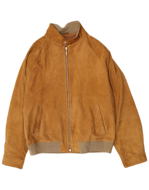 Gerani Mens Suede Bomber Jacket IT 56 3XL Beige Leather