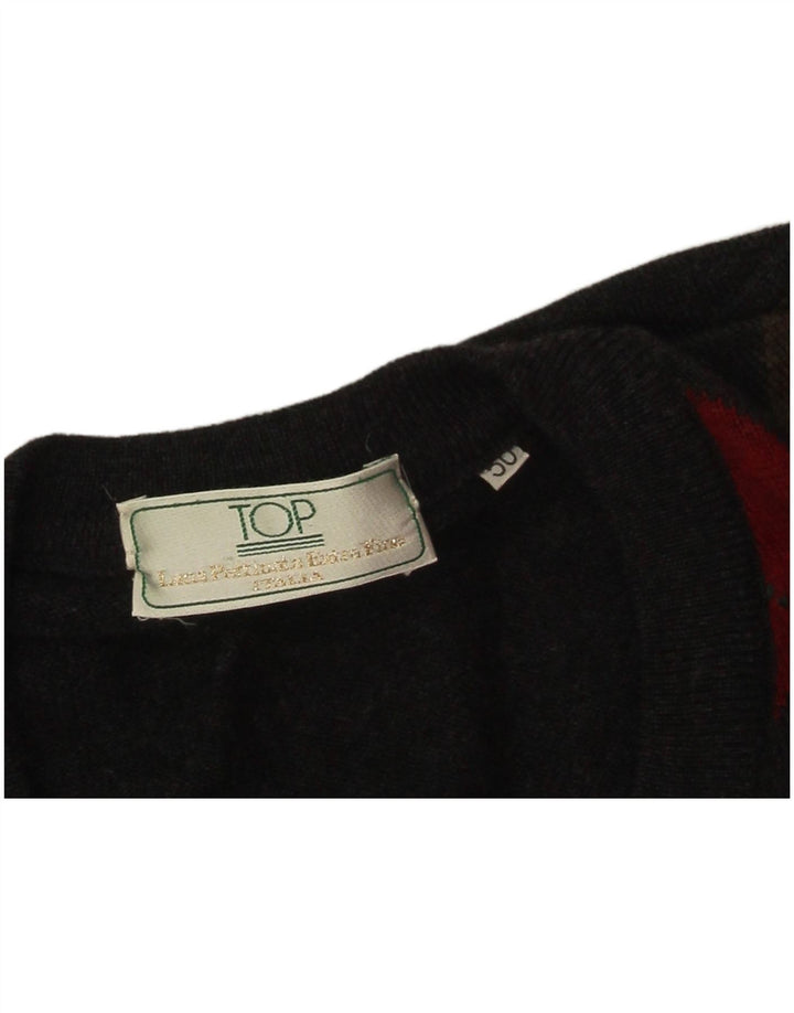 Vintage ανδρικό πουλόβερ με λαιμόκοψη IT 50 Medium Grey Argyle/Diamond