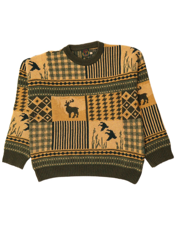 Ανδρικό πουλόβερ Gun Club Novelty Fit Crew Neck Jumper Medium Green Fair Isle