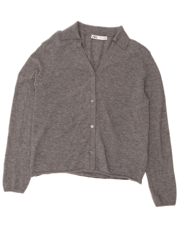 Zara Γυναικεία Ζακέτα πουλόβερ UK 18 XL Γκρι μαλλί