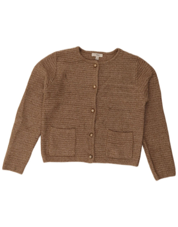 Marks & Spencer Γυναικείο πουλόβερ Crop Cardigan UK 14 Μεσαίο καφέ πολυεστέρας