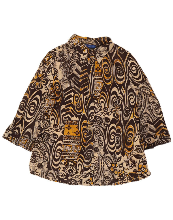 DOMINEW Γυναικείο πουκάμισο 3/4 μανίκι Μπλούζα IT 50 XL Καφέ φλοράλ βαμβακερό