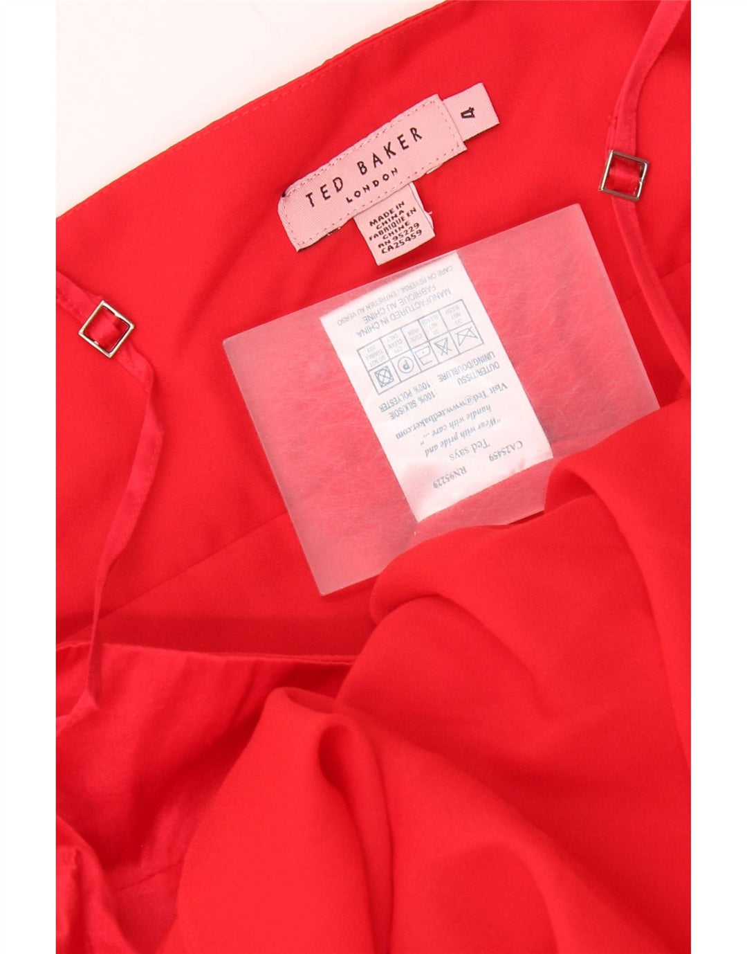 Ted Baker Γυναικείο Αμάνικο Φόρεμα A-Line Μέγεθος 4 Μεγάλο κόκκινο μεταξωτό