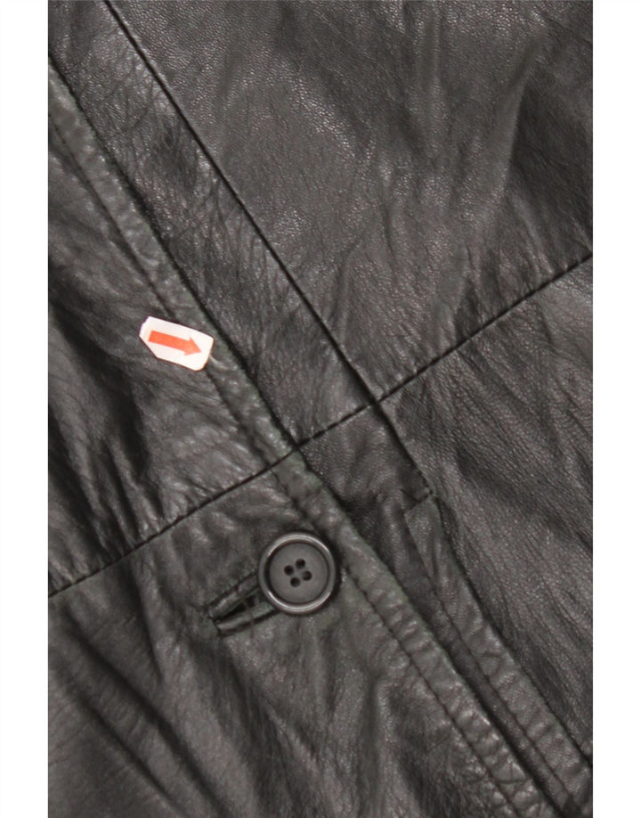 VINTAGE Γυναικείο Δερμάτινο Παλτό IT 48 XL Μαύρο