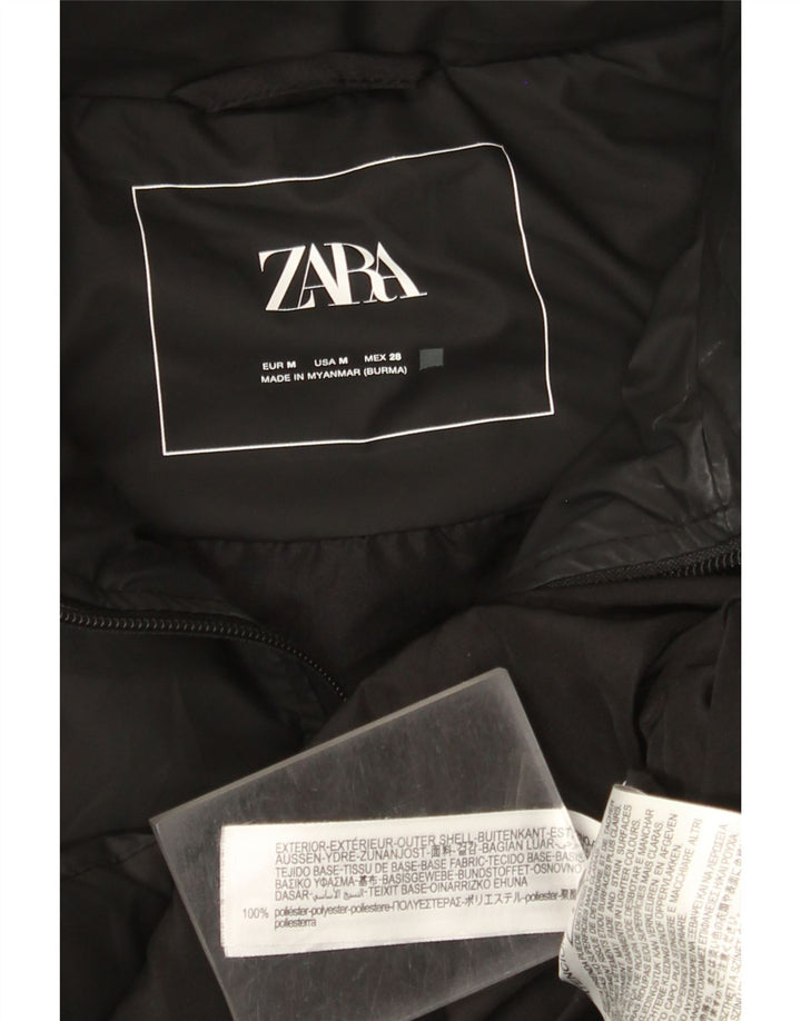 Zara γυναικείο αμάνικο παλτό με κουκούλα UK 14 μεσαίο μαύρο πολυεστέρα