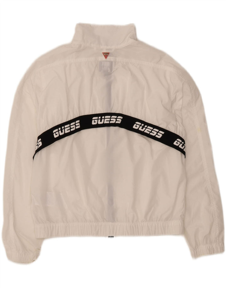 GUESS Womens Oversized Graphic Windbreaker Jacket UK 10 Small White