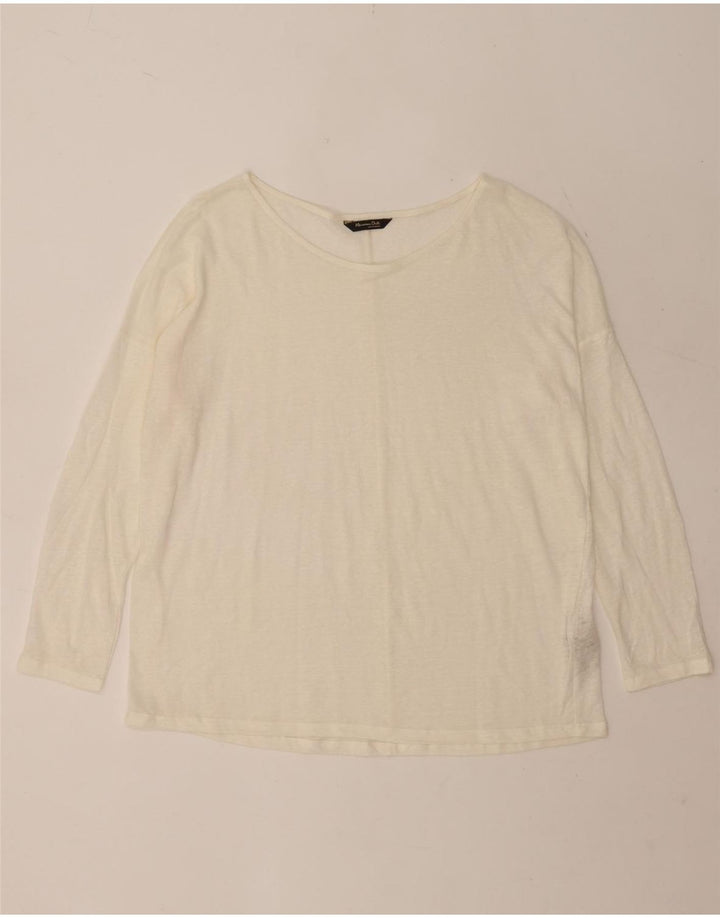 Massimo Dutti Γυναικείο μακρυμάνικο λινό UK 16 Large Off White