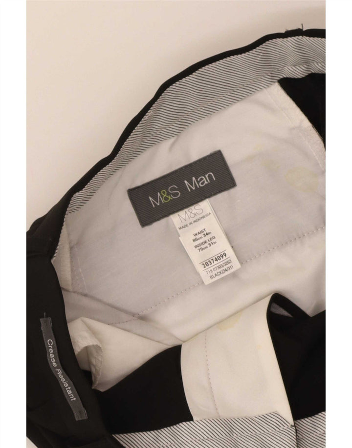Marks & Spencer Ανδρικό παντελόνι με καρφίτσα W34 L31 Μαύρο πολυεστέρα