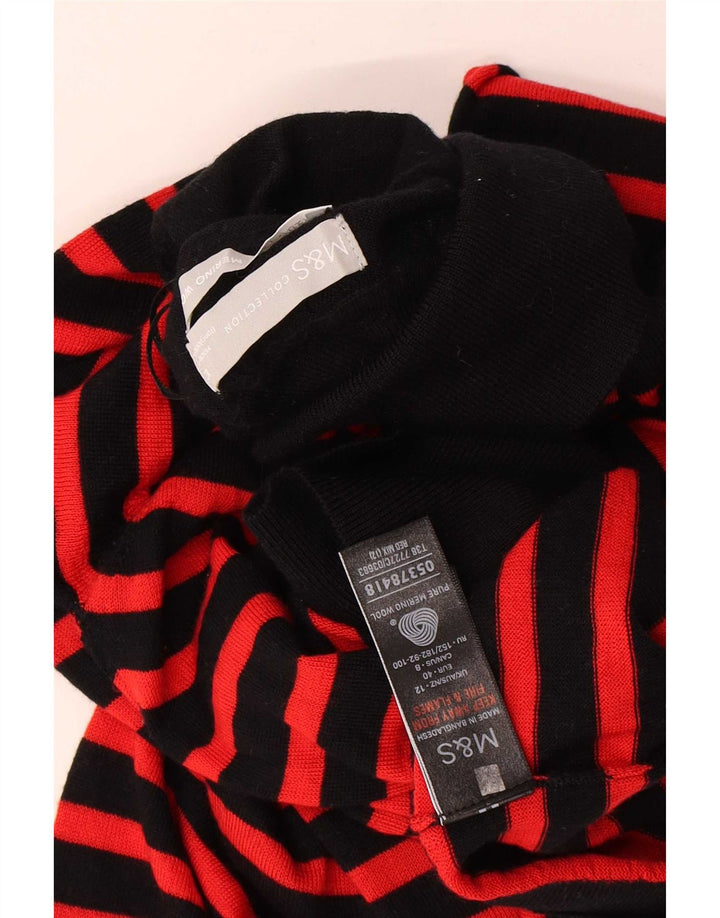 Marks & Spencer Γυναικείο πουλόβερ με ρολό λαιμόκοψη UK 12 μέτριο μαύρο ριγέ