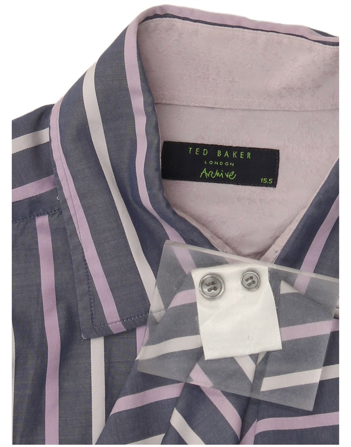 Ted Baker Ανδρικό επίσημο πουκάμισο 15 1/2 Βαμβακερό μεσαίο μωβ ρίγες