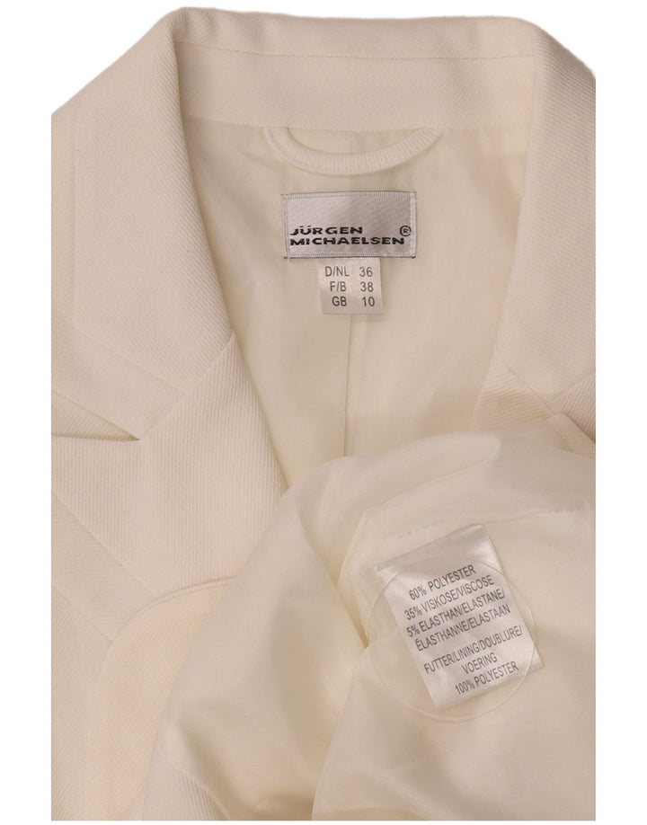 Jurgen Michaelsen Γυναικείο σακάκι με 3 κουμπιά UK 10 Small White Polyester