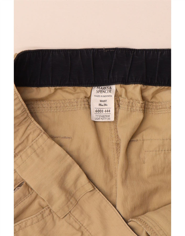 MARKS & SPENCER Ανδρικό σορτς Cargo W34 Μεγάλο Μπεζ Βαμβακερό
