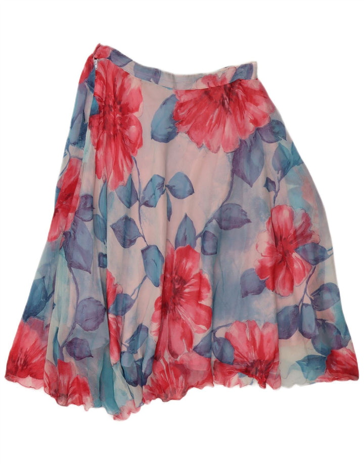 Vintage Γυναικεία Φούστα σε γραμμή Α W30 Μεσαίο Μπλε Floral
