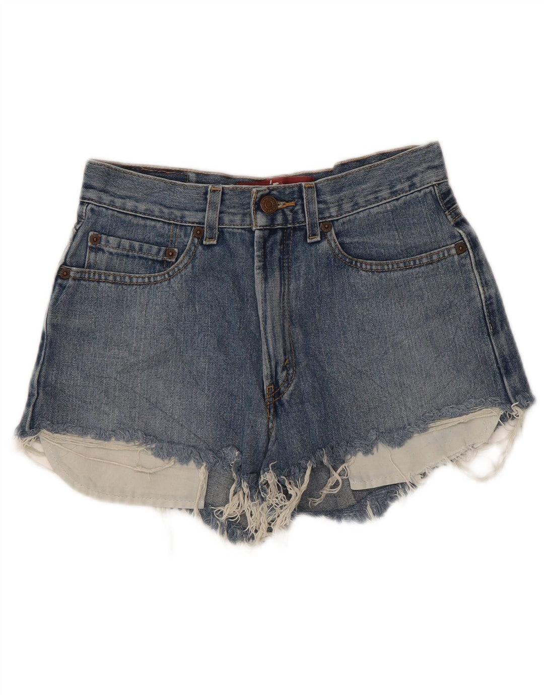 LEVI'S Girls 569 Loose Fit Distressed τζιν σορτς 13-14 ετών W27 μπλε