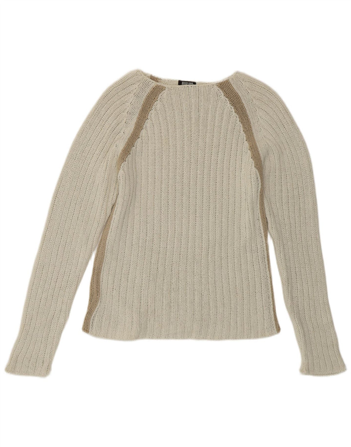 Killer Loop Γυναικείο πουλόβερ με λαιμόκαυστο UK 10 Small White ριγέ