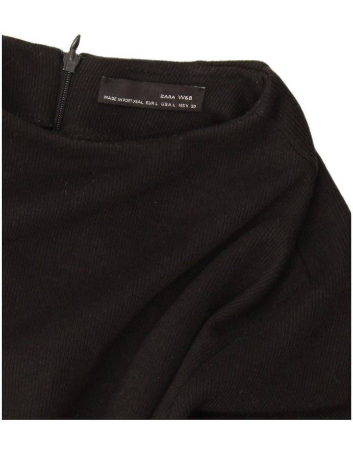 Zara Γυναικείο Jumper Φόρεμα UK 14 Large Μαύρο