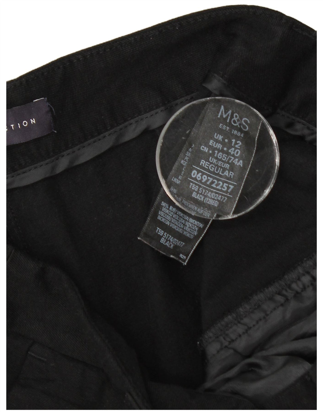Marks & Spencer Γυναικείο Slim Cropped Παντελόνι UK 12 Medium W30 L24 Black