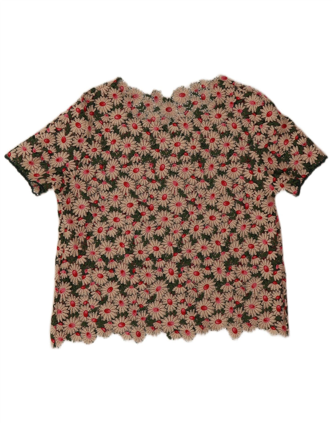 Vintage γυναικεία μπλούζα με βελονάκι Top UK 16 Large πολύχρωμα Floral