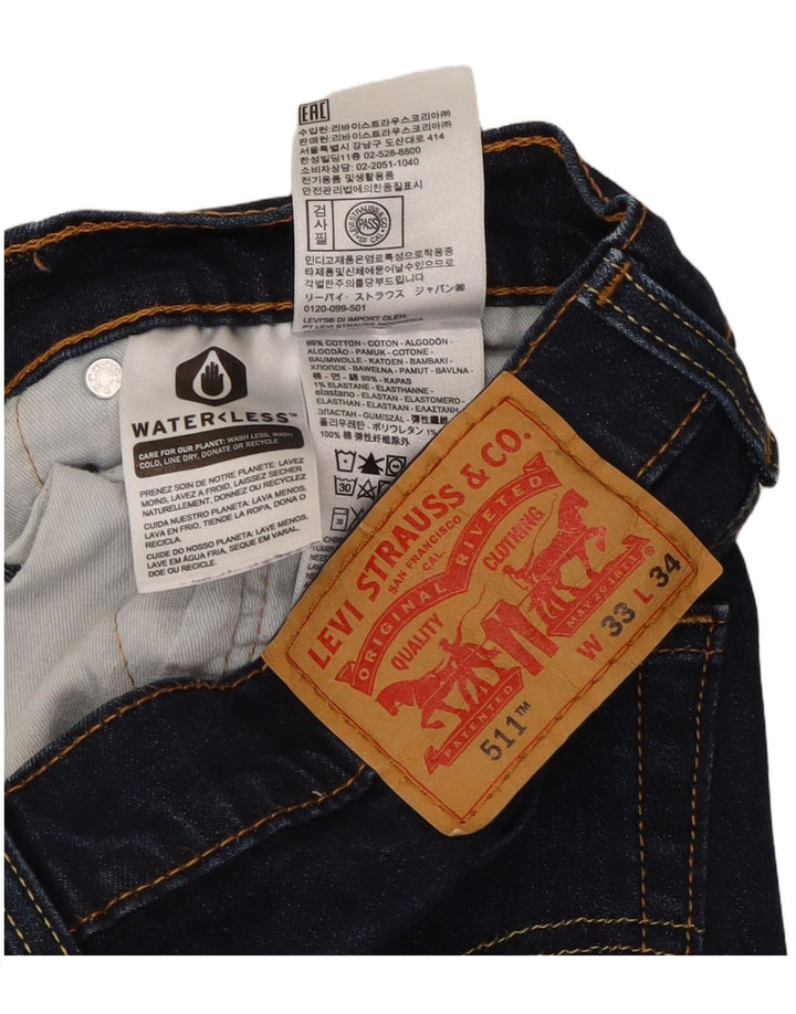 Levi's Mens 511 Slim Jeans W33 L34 Navy Blue Cotton