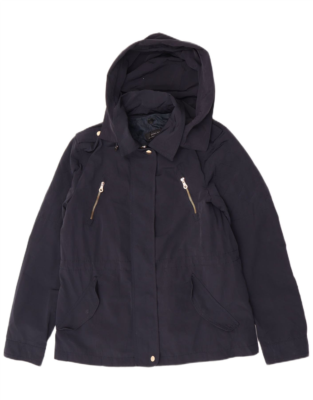 Zara Γυναικείο Military Bomber Jacket UK 14 Medium Navy Blue Polyester