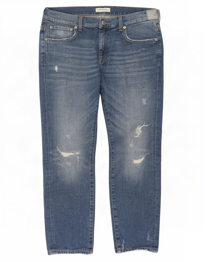 Zara Womens Distressed Cropped Jeans EU 40 Medium W30 L25 Blue