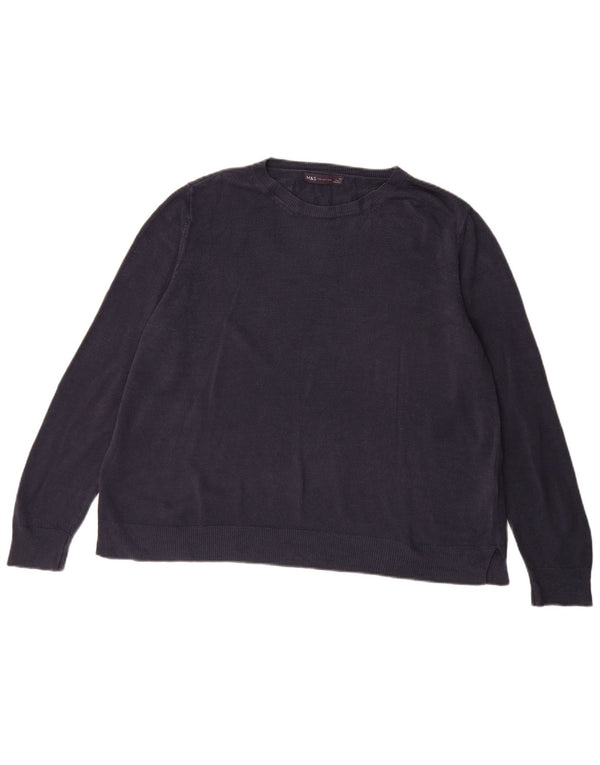 Marks & Spencer Γυναικείο πουλόβερ με λαιμό σκάφος UK 22 3XL Navy Blue Acrylic