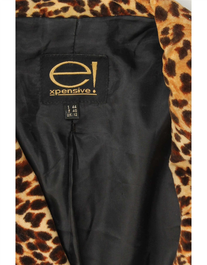 Vintage γυναικείο σακάκι 1 κουμπιού blazer UK 12 μεσαίου καφέ Animal print