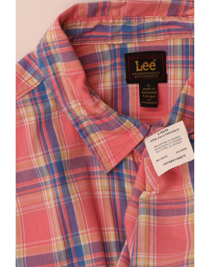 Ανδρικό πουκάμισο Lee Flannel μεγάλο ροζ βαμβακερό
