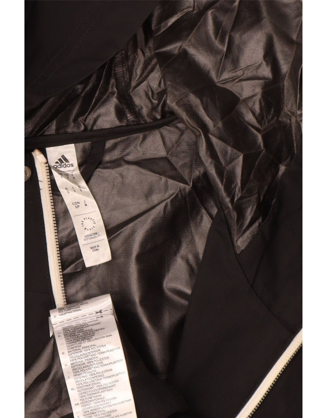 Adidas Ανδρικό μπουφάν βροχής με κουκούλα UK 36 Small Black Polyester