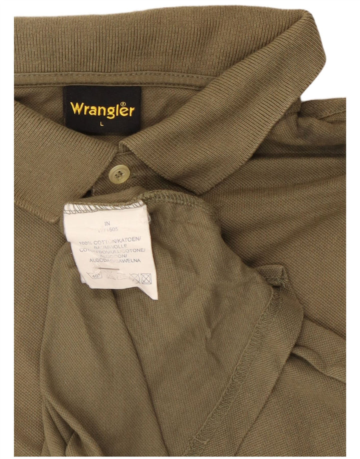 Ανδρικό πουκάμισο πόλο Wrangler μεγάλο χακί βαμβακερό