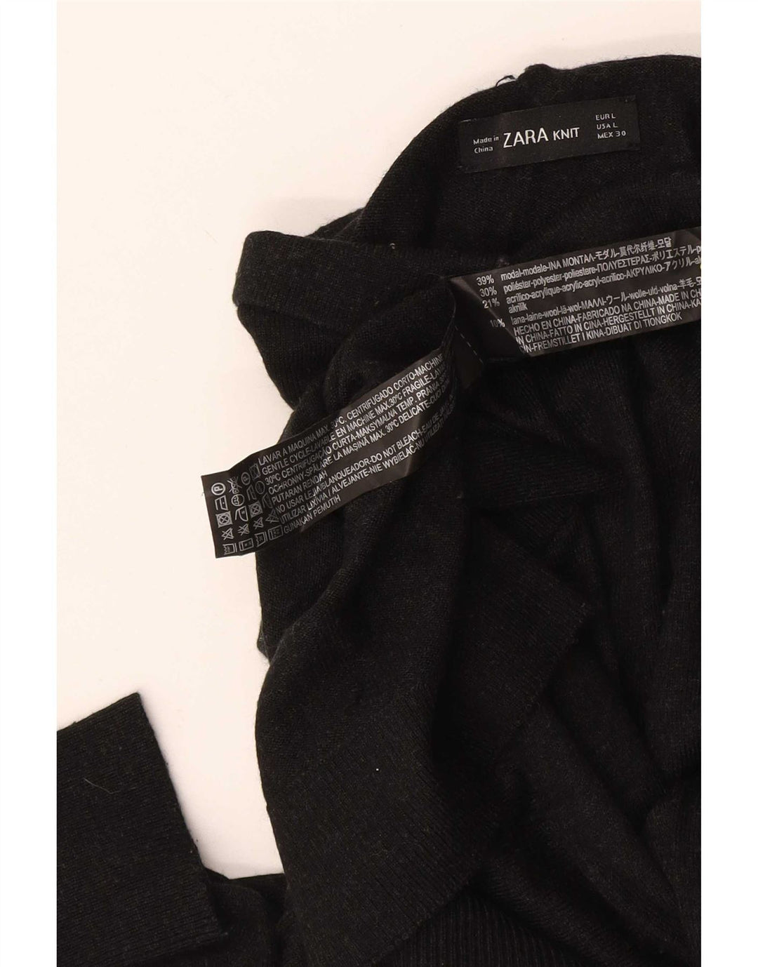 Zara γυναικείο πουλόβερ με λαιμό χελώνα UK 14 Large Black Modal