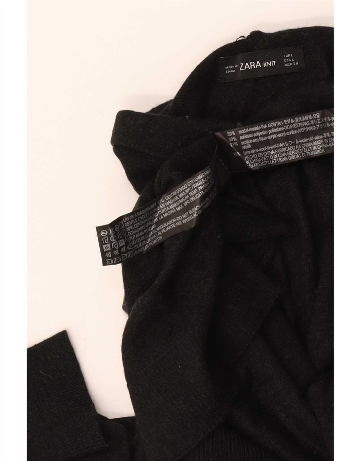 Zara γυναικείο πουλόβερ με λαιμό χελώνα UK 14 Large Black Modal