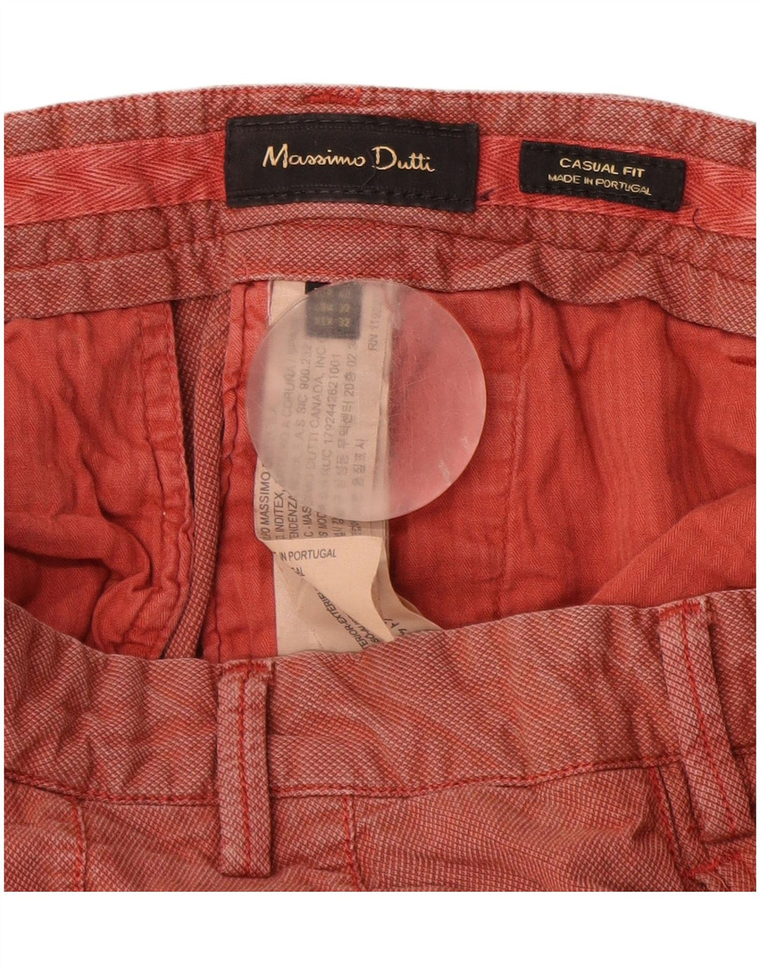 MASSIMO DUTTI Ανδρικό παντελόνι Chino σε καθημερινή εφαρμογή EU 42 Large W32 L32 Red
