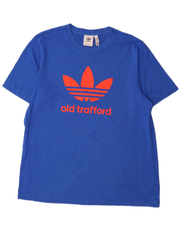 Γραφικό T-Shirt Adidas Ανδρικό Μάντσεστερ Γιουνάιτεντ Τοπ XL Μπλε βαμβακερό