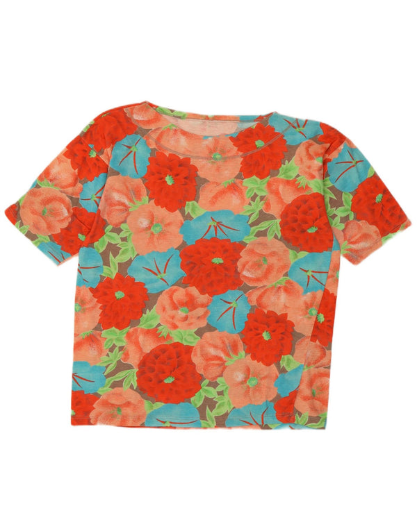 Vintage Γυναικείο γραφικό T-Shirt Top UK 14 Medium πολύχρωμο Floral