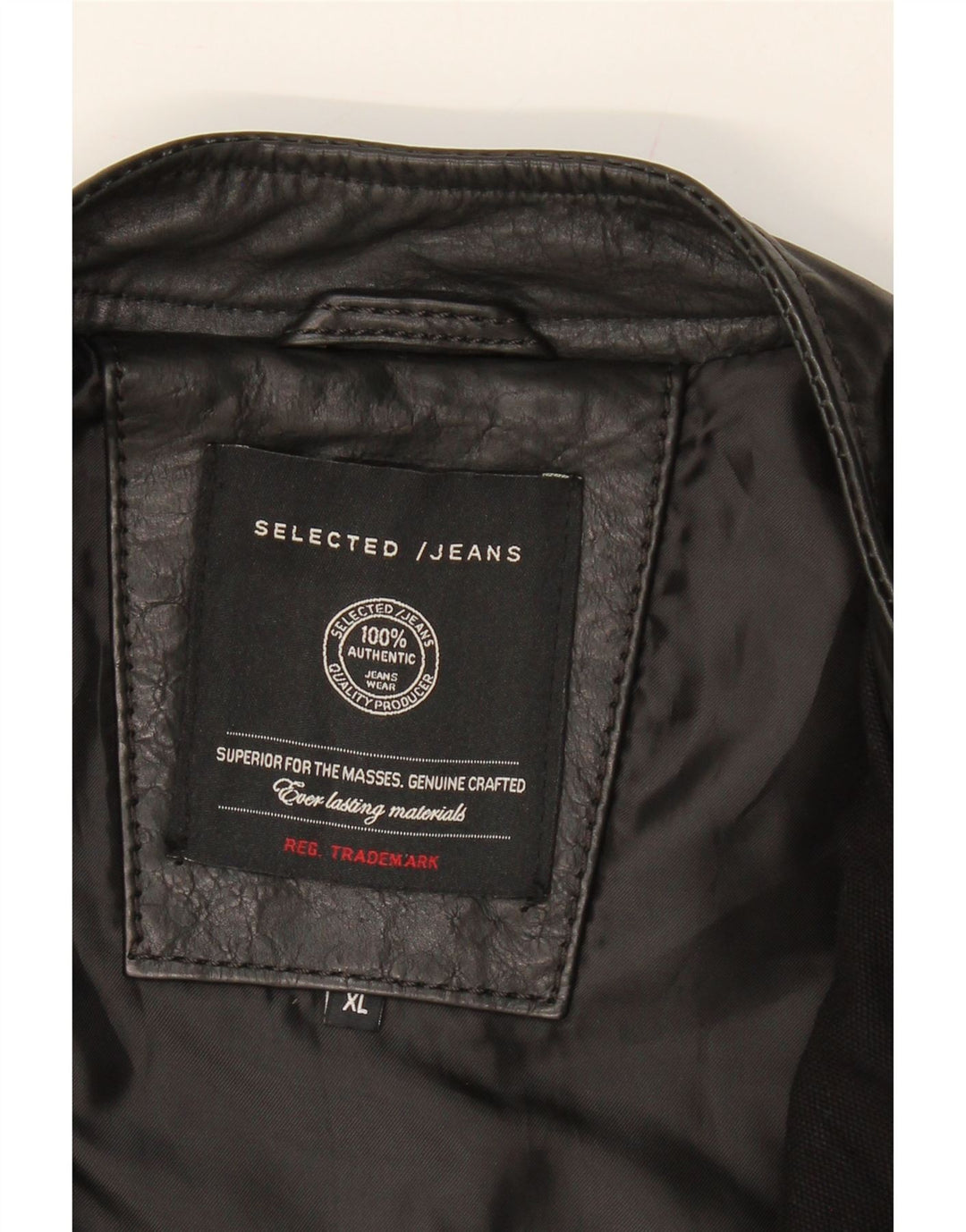 SELECTED Womens Bomber Leather Jacket UK 18 XL Black Leather Vintage Selected and Second-Hand Selected from Messina Hembry 