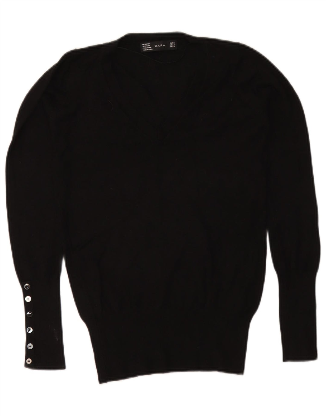 Zara Γυναικείο πουλόβερ με V λαιμόκοψη UK 10 Small Black